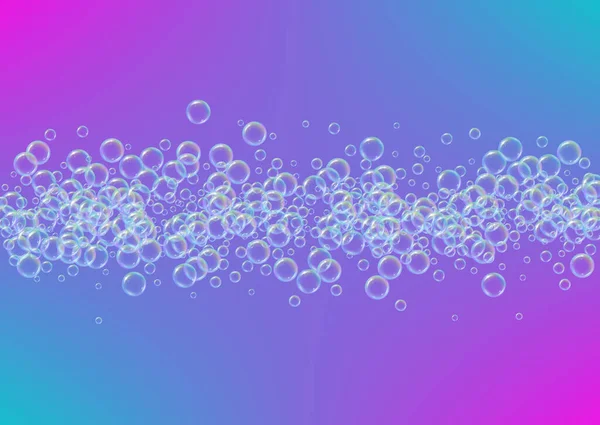 Cleaning Foam Gradient Background Realistic Water Bubbles Cool Rainbow Colored — Stock Vector