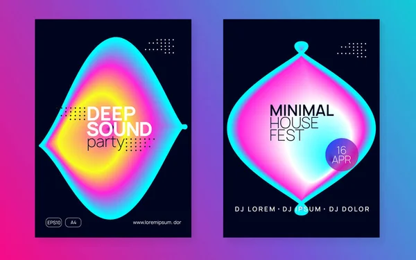 Muziekflyer Klaar Minimale Trance Show Brochure Ontwerp Vloeibare Holografische Gradiënt — Stockvector
