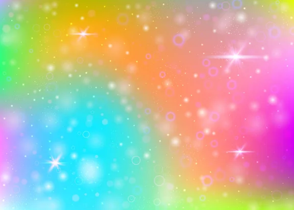 Einhorn Hintergrund Mit Regenbogennetz Mädchenhaftes Universum Banner Prinzessinnenfarben Fantasy Farbverlauf — Stockvektor