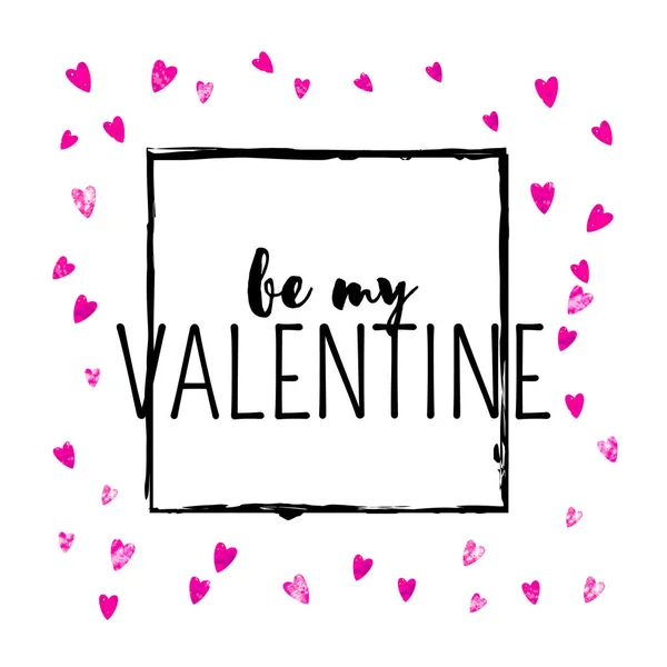 Valentijnskaart Met Roze Glitterhartjes Februari Vector Confetti Voor Valentijnskaart Sjabloon — Stockvector