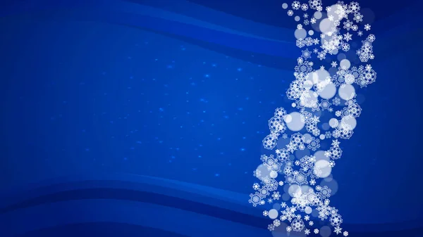 Mavi Arka Planda Yeni Yıl Sınırı Yatay Kış Teması Noel — Stok Vektör