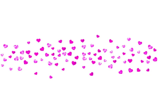Valentin Napi Határ Rózsaszín Csillogással Február Vektorkonfetti Valentin Napi Határmintára — Stock Vector
