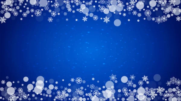 Wintergrens Met Witte Sneeuwvlokken Voor Kerstmis Nieuwjaarsviering Horizontale Wintergrens Blauwe — Stockvector