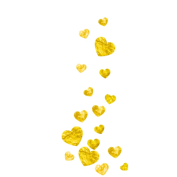 Dia Dos Namorados Moldura Com Corações Brilho Ouro Fevereiro Vector —  Vetores de Stock