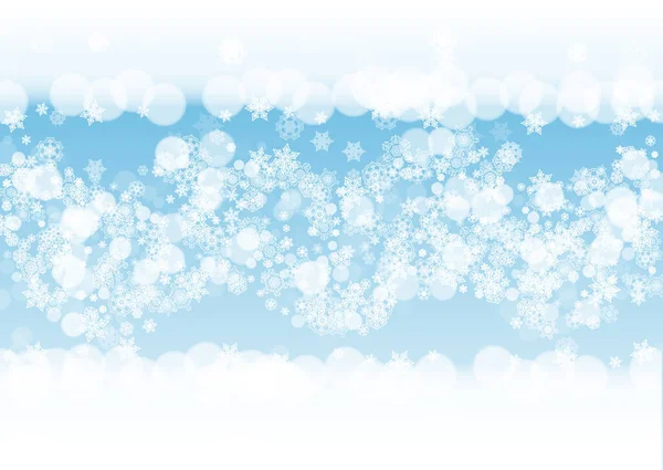 Zimní Rám Bílými Sněhovými Vločkami Vánoční Novoroční Oslavu Horizontální Zimní — Stockový vektor