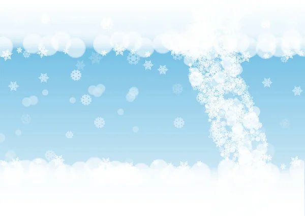 圣诞节和新年庆祝活动用白色雪片的冬季框架 横向冬季框架蓝色背景的横幅 优惠券 聚会活动 飘落的霜雪 — 图库矢量图片