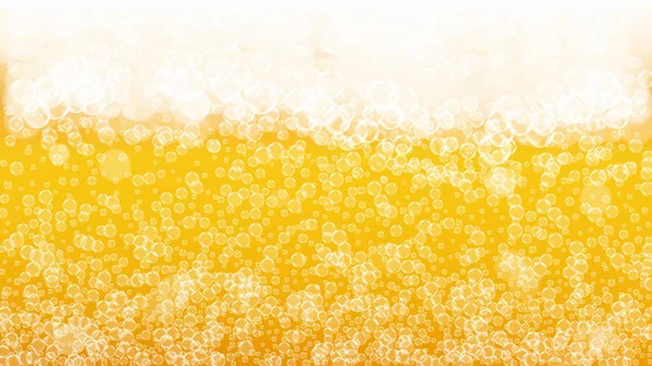 更多啤酒 背景与工艺飞溅 Oktoberfest泡沫 一品脱啤酒和现实的白色气泡 清凉的液体饮料为餐厅菜单的概念 橙瓶加啤酒 — 图库矢量图片