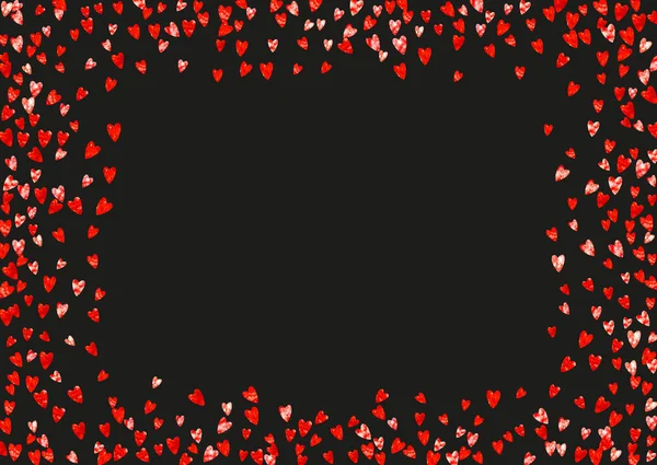 Srdce Rám Pozadí Růžovým Třpytem Valentýn Vektorové Konfety Ručně Kreslená — Stockový vektor