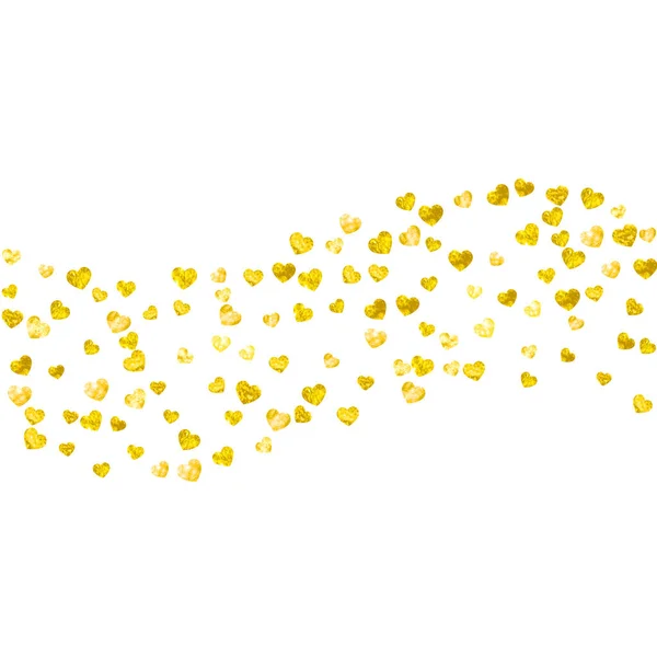 Bridal Shower Background Gold Glitter Hearts Valentine Day Vector Confetti — Stock Vector