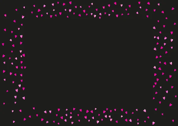 Heart Frame Achtergrond Met Roze Glitter Valentijnsdag Vectorconfetti Handgetekende Textuur — Stockvector