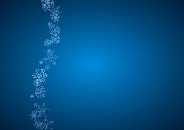 Mavi Arka Planda Parıltılı Yeni Yıl Kar Taneleri Yatay Noel — Stok Vektör