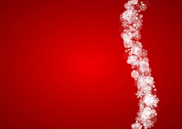 Weihnachtsrahmen Mit Fallendem Schnee Auf Rotem Hintergrund Weihnachtsmannfarben Horizontaler Weihnachtsrahmen — Stockvektor