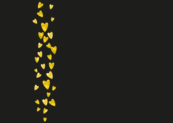 情人节的心脏框架闪烁着金色的光芒 2月14日心框模板的向量Confetti 手绘手绘纹理 横幅的爱情主题 — 图库矢量图片