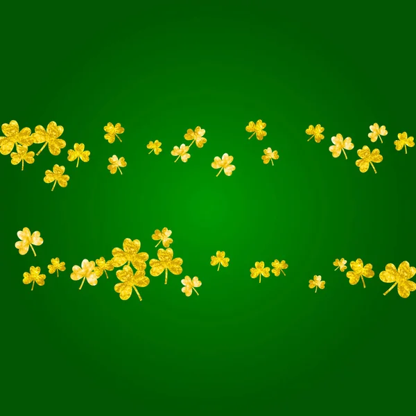 Klaver Achtergrond Voor Saint Patricks Day Geluksvogel Confetti Glitter Frame — Stockvector