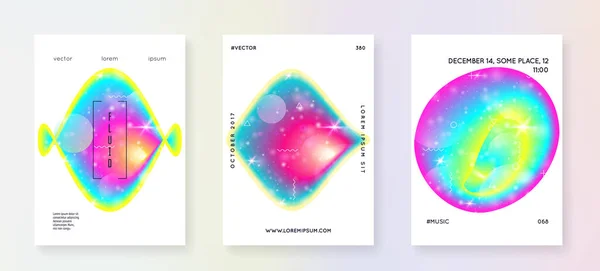 Vloeibare Elementen Regenboog Tijdschrift Futuristische Achtergrond Digitaal Gelaagd Hologram Zacht — Stockvector