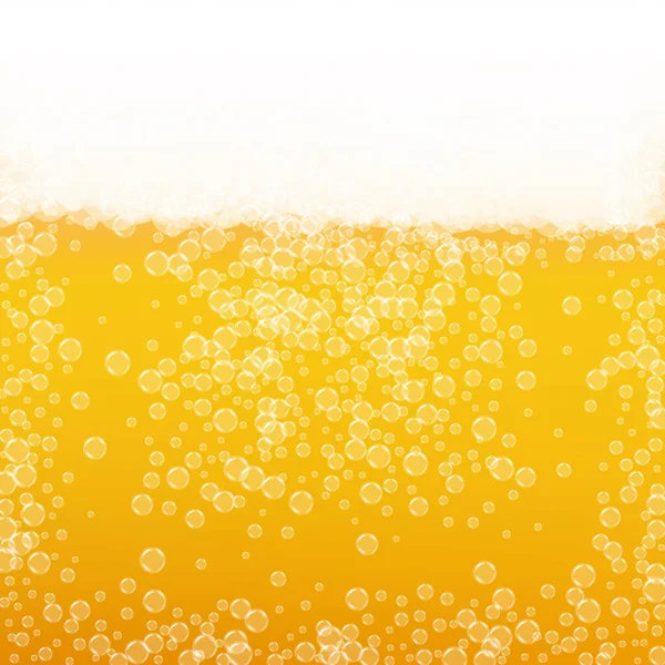 現実的な泡とビールの背景 パブやバーのメニューのデザイン バナーやチラシのためのクールな液体ドリンク 白い泡と黄色の正方形のビールの背景 醸造所の設計のためのエールの冷たいガラス — ストックベクタ