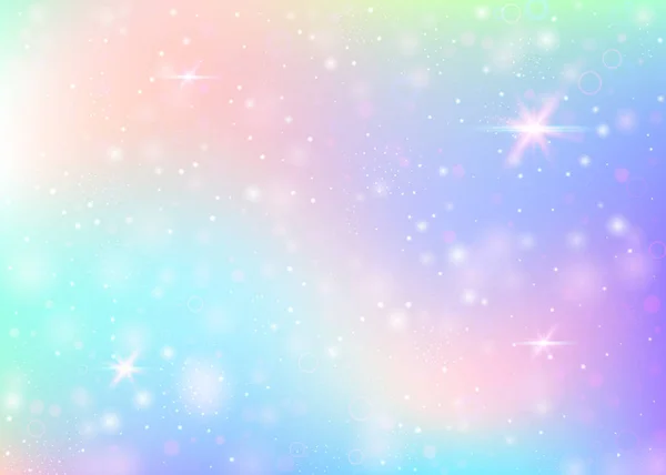 Fondo Unicorno Con Rete Arcobaleno Bandiera Universo Kawaii Colori Principessa — Vettoriale Stock