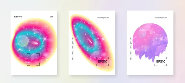 Musikflyer Elektronischer Klang Nächtlicher Tanzurlaub Flüssige Holographische Gradienten Form Und — Stockvektor