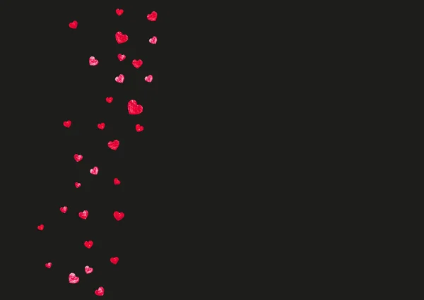 Latar Belakang Perbatasan Jantung Dengan Glitter Merah Muda Hari Valentine - Stok Vektor