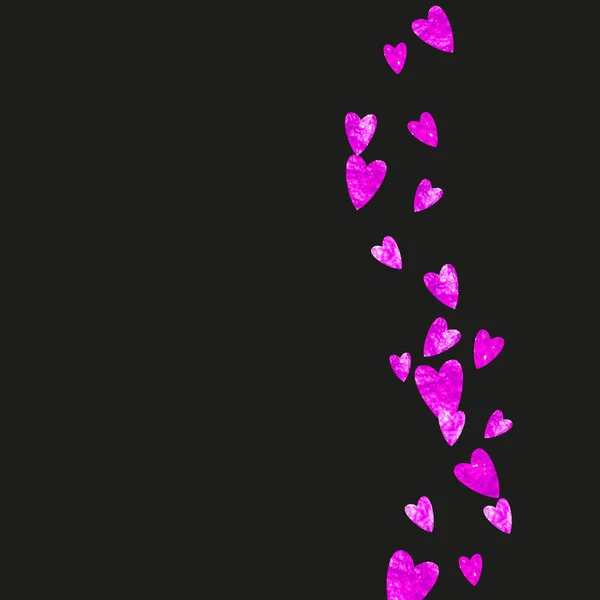 Ślubne Konfetti Różowymi Brokatowymi Sercami Walentynki Pochodzenie Wektorowe Ręcznie Rysowana — Wektor stockowy