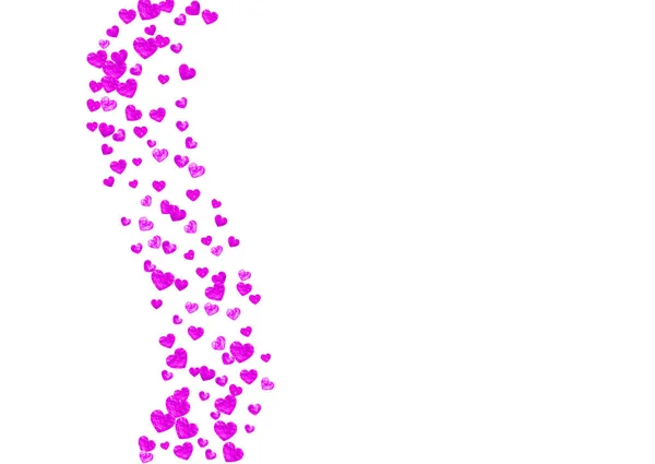 Heart Frame Achtergrond Met Roze Glitter Valentijnsdag Vectorconfetti Handgetekende Textuur — Stockvector