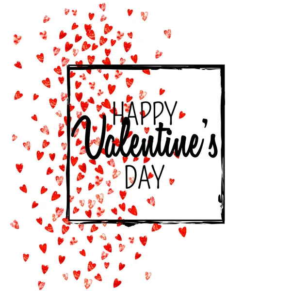 발렌틴 카드에 반짝이는 Vector Confetti Valentines Day Card Template 그림그리기 — 스톡 벡터