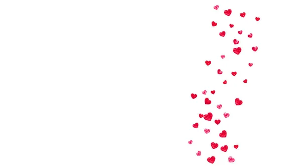 情人节的心脏框架闪烁着红色的光芒 2月14日心框模板的向量Confetti 手绘手绘纹理 派对邀请 零售和广告的主题 — 图库矢量图片