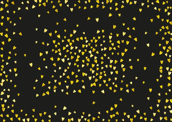 Fundo Dos Namorados Com Corações Brilho Ouro Fevereiro Vector Confetti —  Vetores de Stock