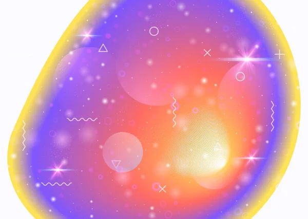 银河背景 宇宙的形状和星尘 有行星的奇妙的太空景观 3D液体 神奇的闪光 全息未来主义梯度 孟菲斯星系背景 — 图库矢量图片