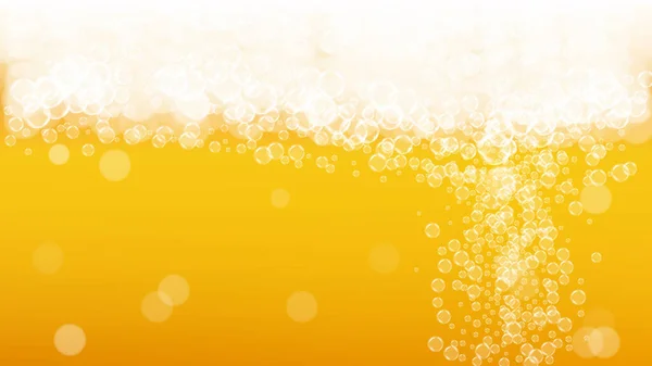 啤酒泡沫 牛皮纸喷溅 Oktoberfest背景 带着现实的白色泡沫的一品脱啤酒 餐厅传单模板用清凉液体饮料 啤酒泡沫金壶 — 图库矢量图片
