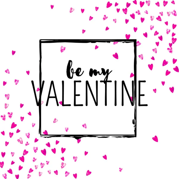 Valentijnskaart Met Roze Glitterhartjes Februari Vector Confetti Voor Valentijnskaart Sjabloon — Stockvector