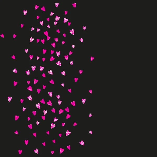 Heart Border Achtergrond Met Roze Glitter Valentijnsdag Vectorconfetti Handgetekende Textuur — Stockvector