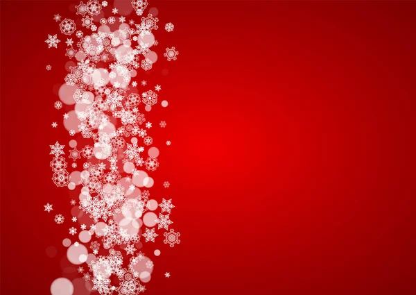 Copos Nieve Navideños Sobre Fondo Rojo Colores Santa Claus Marco — Vector de stock