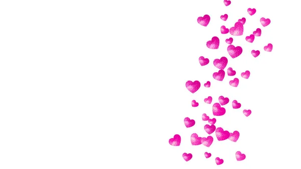 Herzrahmen Hintergrund Mit Rosa Glitzern Valentinstag Vektorkonfetti Handgezeichnete Textur Love — Stockvektor