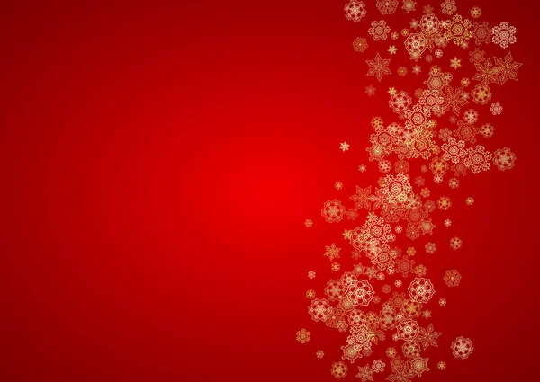 Christmas Snowflakes Red Background Horizontal Glitter Frame Winter Banner Gift — Stock Vector