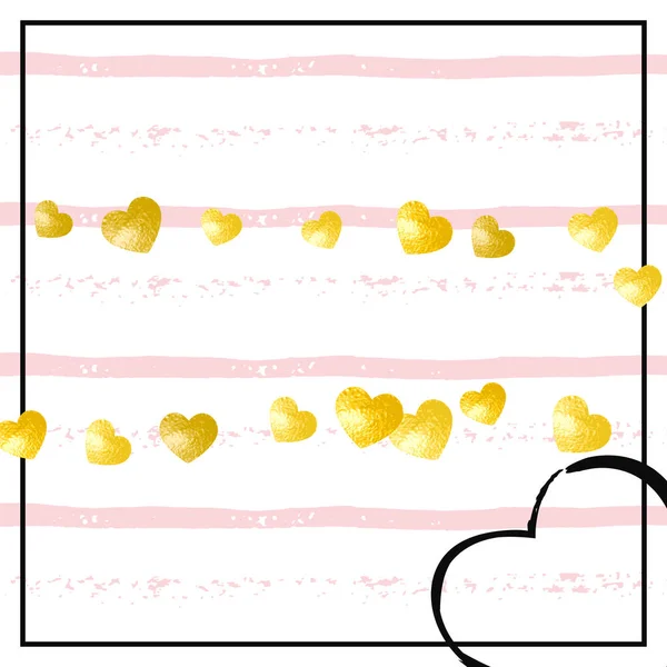 Confettis Coeur Paillettes Sur Rayures Roses Paillettes Tombantes Avec Scintillement — Image vectorielle