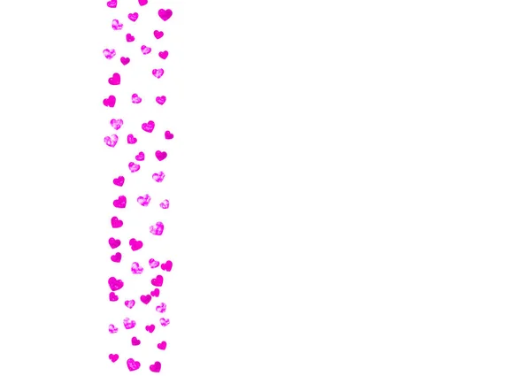Tarjeta San Valentín Con Corazones Purpurina Rosa Febrero Vector Confetti — Vector de stock