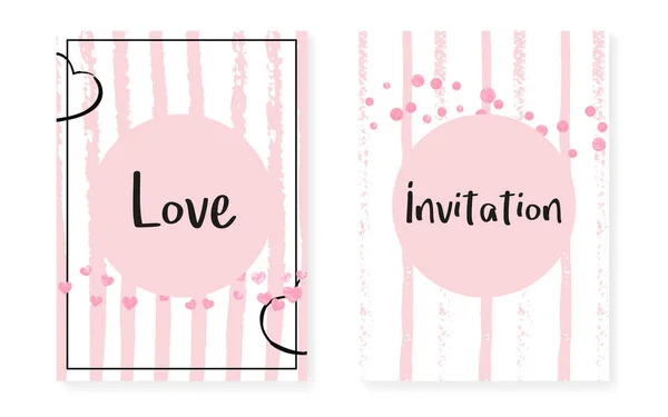 Conjunto Invitación Boda Con Puntos Lentejuelas Tarjetas Ducha Nupcial Con — Vector de stock