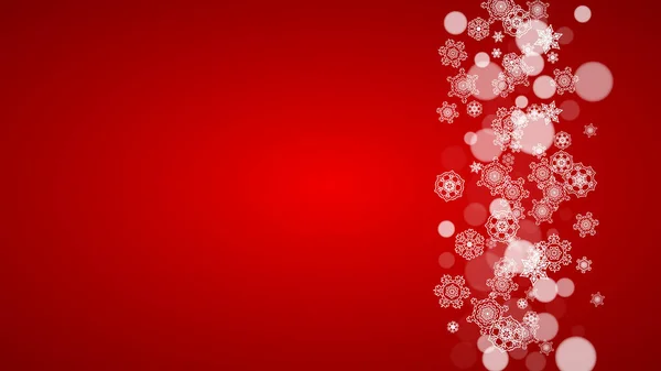 Weihnachtsbordüre Mit Weißen Schneeflocken Auf Rotem Hintergrund Weihnachtsmannfarben Horizontale Frohe — Stockvektor