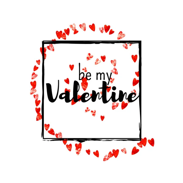 발렌틴 카드에 반짝이는 Vector Confetti Valentines Day Card Template 그림그리기 — 스톡 벡터