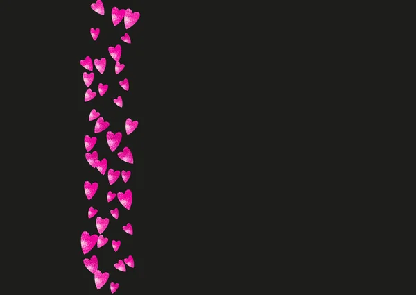 Valentijnskaart Met Roze Glitterhartjes Februari Vector Confetti Voor Valentijnskaart Sjabloon — Stockvector