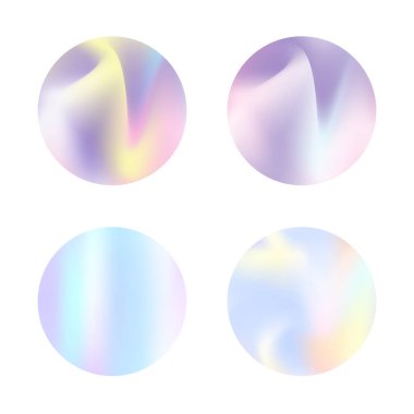 Hologram soyut arkaplan oluşturuldu. Hologramlı moda Gradyan arkaplanı. 90 'lar, 80' ler modası. Pankart, el ilanı, kapak, mobil arayüz, web uygulaması için Pearlescent grafik şablonu.