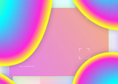 İniş sayfası. Daire ekran, mobil tasarım. Modern modayla birlikte holografik 3d arkaplan. Canlı gradyan örgüsü. Sıvı dinamik elementler ve sıvı şekilli iniş sayfası.