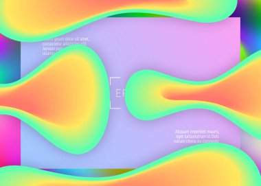 İniş sayfası. Neon ekran, arayüz şablonu. Modern modayla birlikte holografik 3d arkaplan. Canlı gradyan örgüsü. Sıvı dinamik elementler ve sıvı şekilli iniş sayfası.