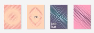 Gradyan kapak şablonu ayarlandı. Yarım tonlu asgari modayla. Afiş, sunum ve broşür için gelecek eğilimli kapak şablonu. Minimalist renkli şekiller. Soyut iş illüstrasyonu