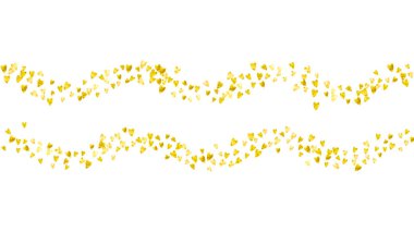 Sevgililer günü çerçevesinde altın parıltılı parıltılar. 14 Şubat günü. Sevgililer Günü şablonu için vektör konfetisi. Grunge el çizimi dokusu. Hediye kuponları, kuponlar, reklamlar, etkinlikler için aşk teması.