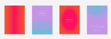 Gradyan kapak şablonu ayarlandı. Yarım tonlu asgari modayla. Afiş, sunum ve broşür için gelecek eğilimli kapak şablonu. Minimalist renkli şekiller. Soyut iş illüstrasyonu