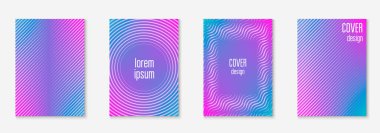 Güzel kapak şablonu. Yarım ton eğimli asgari trend vektörü. Broşür, poster, broşür ve davetiye için Geometrik serin kapak şablonu. Minimalist renkli şekiller. Soyut resimleme.