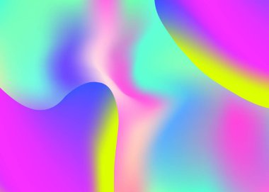 Sıvı elementler. El ilanı, poster şablonu. Canlı gradyan örgüsü. Modern modayla birlikte holografik 3d arkaplan. Dinamik şekilleri ve sıvısı olan sıvı elementler.