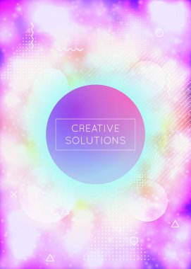 Sıvı şekiller dinamik sıvıyla kaplıdır. Mor renkli arkaplanı olan neon bauhaus gradyanı. Broşür, ui, dergi, poster, afiş ve uygulama için grafik şablonu. Hippi sıvısı şekilleri kaplar.